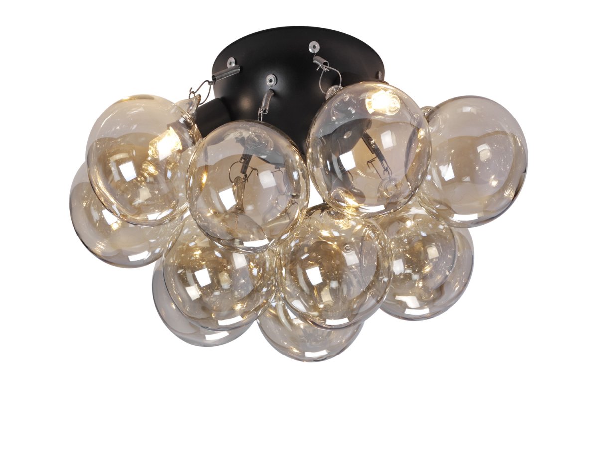 Monaco Ø30 Bernstein deckenleuchte Von Lampan - Zentral in der Lampe befinden sich drei Lichtquellen, die im eingeschalteten Zustand durch die Glaskuppeln f&uuml;r ein weiches und angenehmes Licht sorgen.