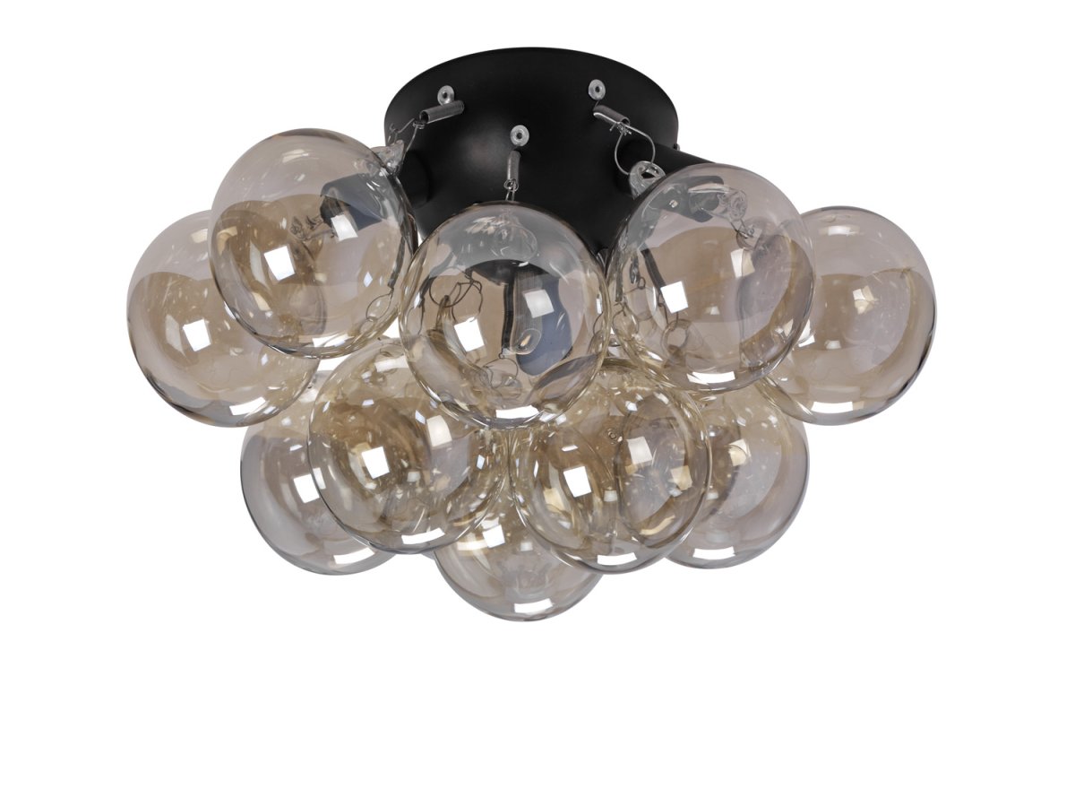 Monaco Ø30 Bernstein deckenleuchte Von Lampan - Zentral in der Lampe befinden sich drei Lichtquellen, die im eingeschalteten Zustand durch die Glaskuppeln f&uuml;r ein weiches und angenehmes Licht sorgen.