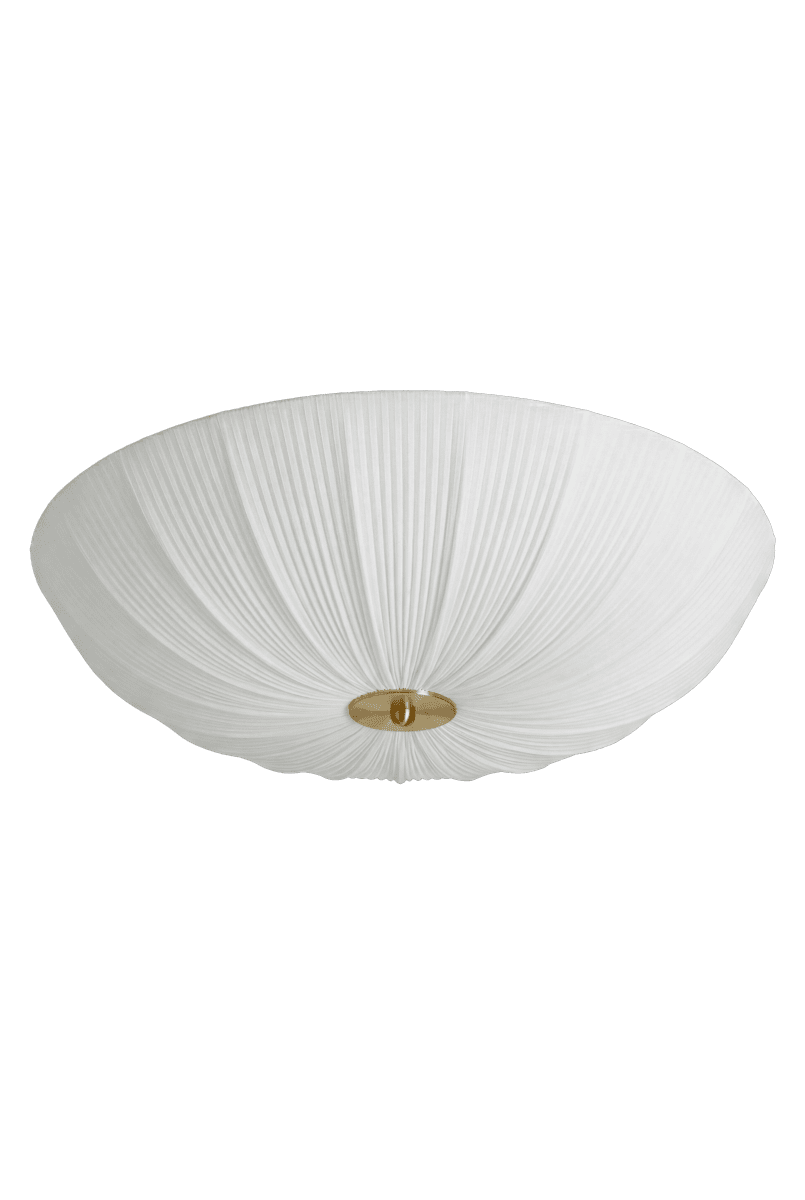 Lady Ø55 Weiß deckenleuchte Von Aneta Lighting - Im eingeschalteten Zustand verbreitet die Leuchte ein sanftes, angenehmes Licht, das durch den Stoff dringt und eine warme Atmosph&auml;re im Raum schafft.