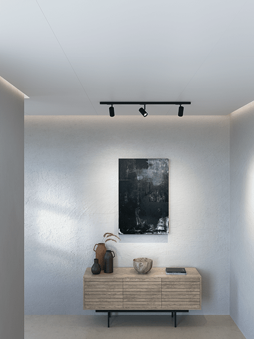 Tyson Set Schwarze Textur Von Belid - Dieses Produkt passt mit seinem stilvollen Design perfekt in jedes Zuhause und ist mit GU10-Fassungen, 3x10W Leistung und einer Dimmfunktion ausgestattet.
