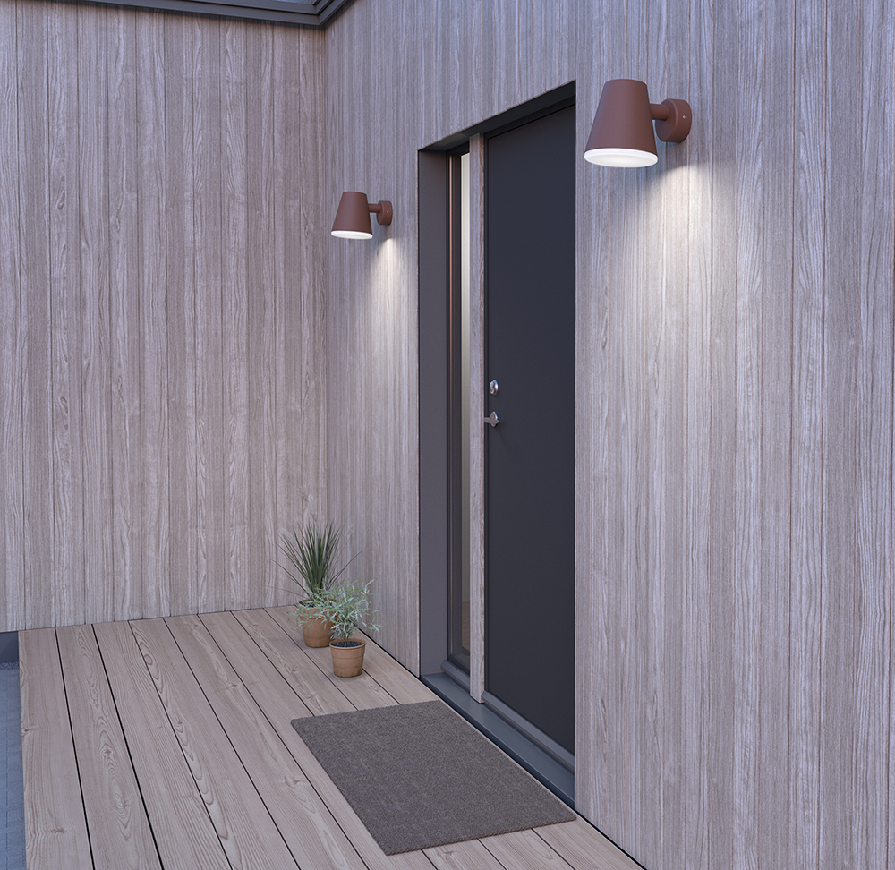 Mist Roststruktur außenlampe Von Belid - Die Tatsache, dass die Linse etwas l&auml;nger als der Bildschirm ist, sorgt auch f&uuml;r eine gewisse seitliche Streuung des Lichts.