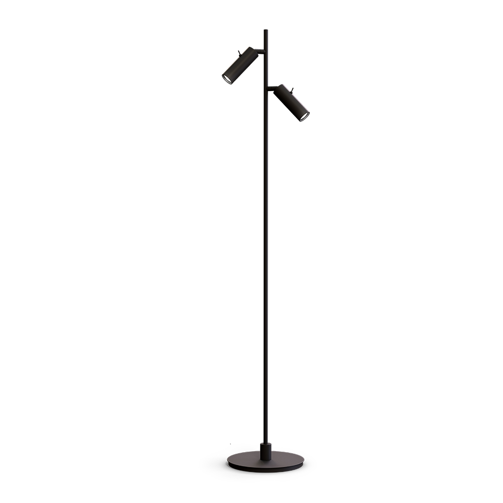 Pipeline 2 Mattschwarz stehlampe Von Herstal - Mit einer H&ouml;he von 132,6 cm und einem Basisdurchmesser von 20 cm bietet Pipeline eine stabile und stilvolle Pr&auml;senz, die sowohl f&uuml;r Wohnzimmer, Schlafzimmer als auch f&uuml;r Heimb&uuml;ros geeignet ist.