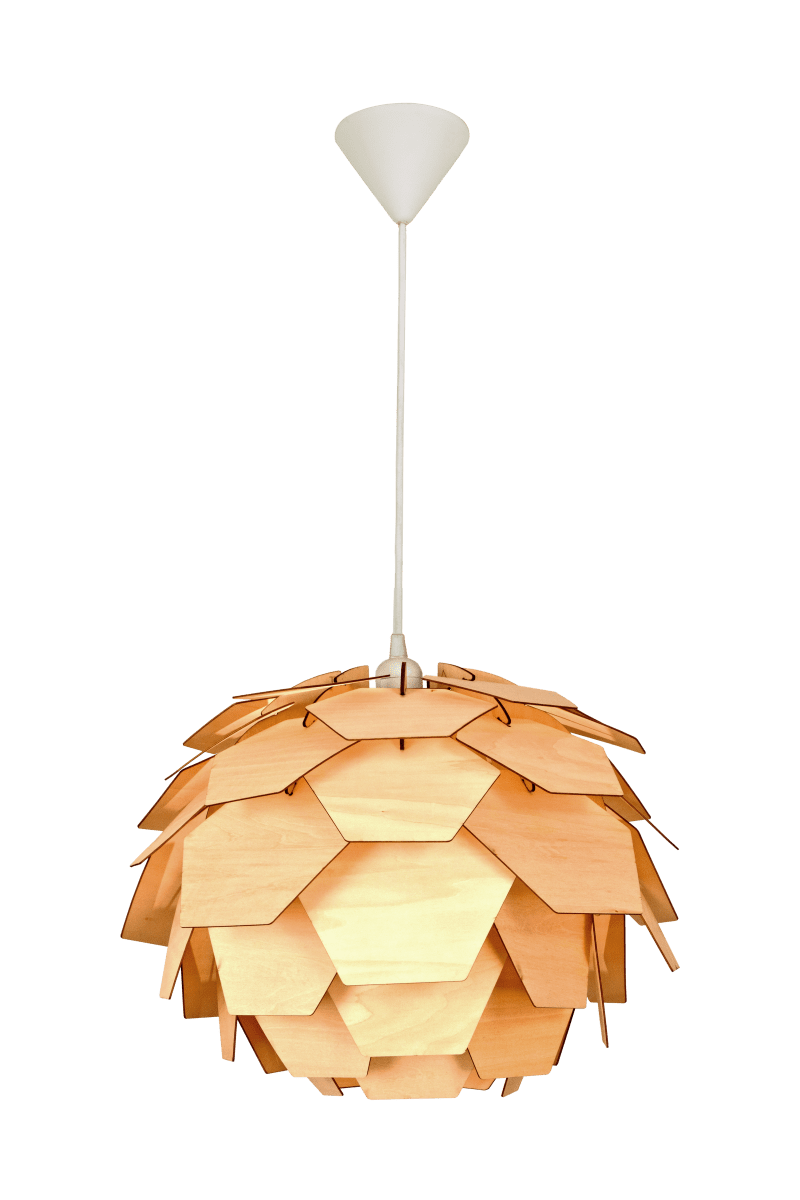 Carpatica Ø40 Natur hängelampe Von Aneta Lighting - Der Deckenbaldachin ist aus weißem Kunststoff zur Hakenaufhängung und mit Klemmleiste ausgestattet.