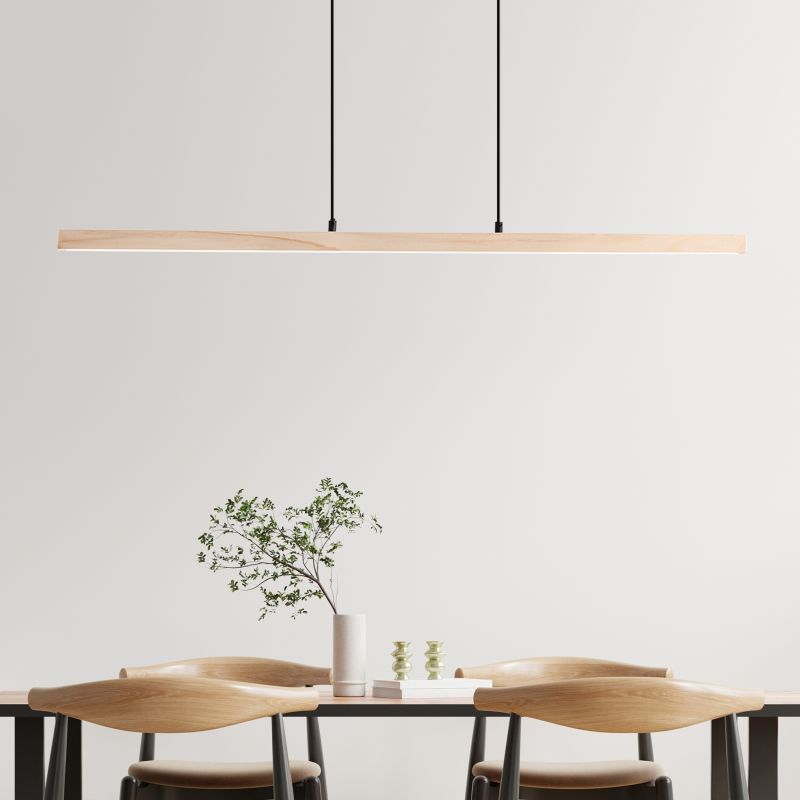 Arion 103cm Holz hängelampe Von Brilliant - Arion ist eine elegante und stilvolle Pendelleuchte, die mit ihren gro&szlig;z&uuml;gigen Abmessungen &ndash; 150 cm H&ouml;he und 103 cm Breite &ndash; besonders gut &uuml;ber dem Esstisch wirkt.
