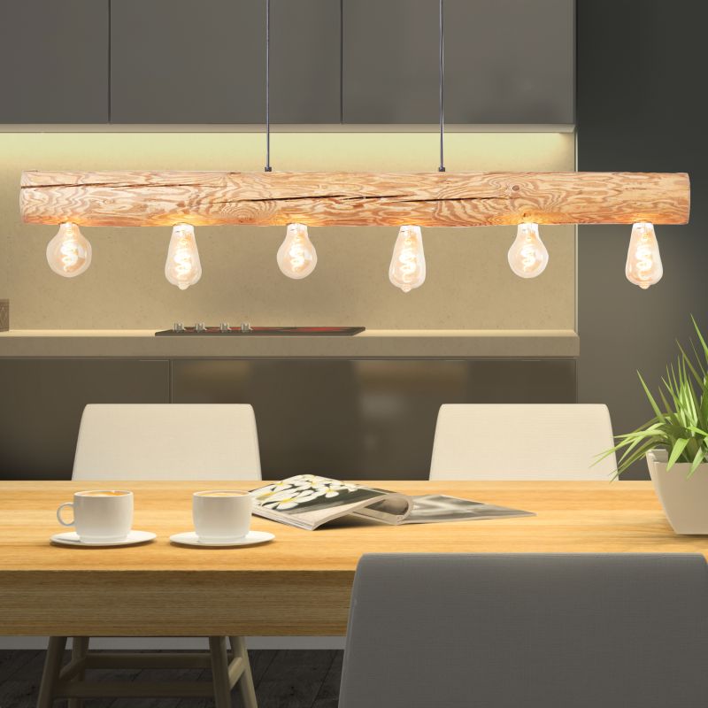 Trabo 115cm Holz hängelampe Von Brilliant - Die Kombination aus Holz und moderner Funktionalität verleiht der Leuchte einen natürlichen und zeitlosen Ausdruck.
