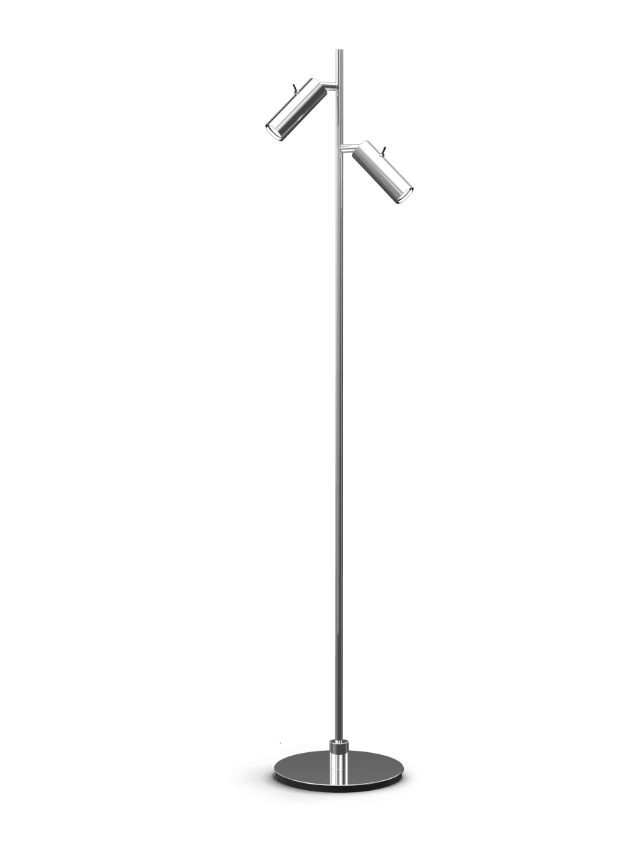 Pipeline 2 Chrom stehlampe Von Herstal - Die Stehleuchte Pipeline vereint minimalistisches Design mit hoher Funktionalit&auml;t und ist die perfekte Beleuchtungsl&ouml;sung f&uuml;r moderne Interieurs.
