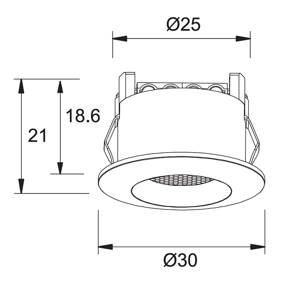 Q-19 Mini Downlight 2700K 10er-Pack Weiß Von Designlight - Diese Einbauleuchte eignet sich ideal f&uuml;r den Einbau in Fensternischen und Schr&auml;nken und hat eine minimale Einbautiefe von nur 19 mm.