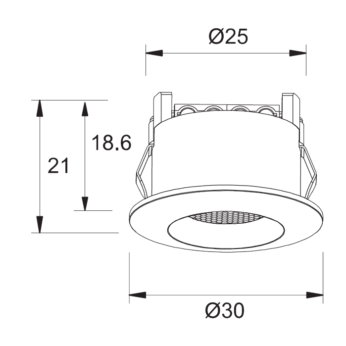 Q-20 Mini Downlight 3000K 10er-Pack Weiß Von Designlight - Diese Einbauleuchte eignet sich ideal f&uuml;r Fensternischen und Schr&auml;nke und hat eine minimale Einbautiefe von nur 19 mm.