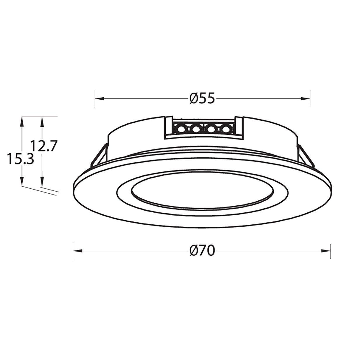 Q-36 Downlight 3000K Schwarz Von Designlight - Die R&uuml;ckseite der Leuchte verf&uuml;gt &uuml;ber eine Schnellanschlussklemme f&uuml;r + und - sowie xx, &uuml;ber die das Minuskabel zum Treiber zur&uuml;ckgef&uuml;hrt werden kann.