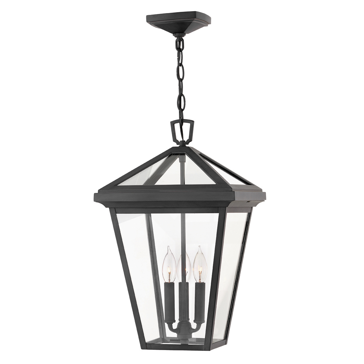 Alford Place L Schwarz Von Elstead Lighting - Den robusta&nbsp;ramen i svart aluminium och de klara glaspartierna skapar ett sofistikerat uttryck samtidigt som ljuset sprids j&auml;mnt och vackert.