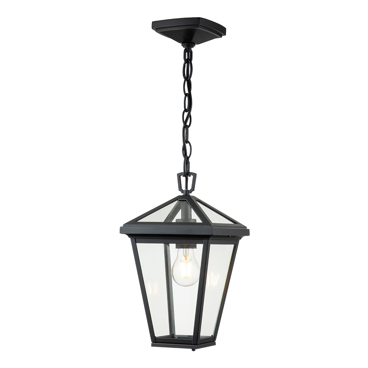 Alford Place S Schwarz Von Elstead Lighting - Den robusta&nbsp;ramen i svart aluminium och de klara glaspartierna skapar ett sofistikerat uttryck samtidigt som ljuset sprids j&auml;mnt och vackert.