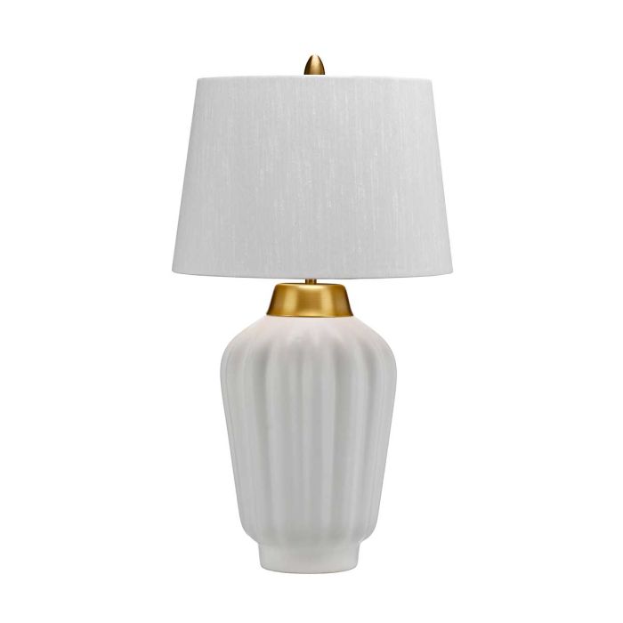Bexley 56cm Weiß tischlampe Von Elstead Lighting - Den levereras med en avsmalnande lampsk&auml;rm i ljus elfenbensf&auml;rgad konstsilke med en m&auml;ssingf&auml;rgad insida, handgjord i Storbritannien.
