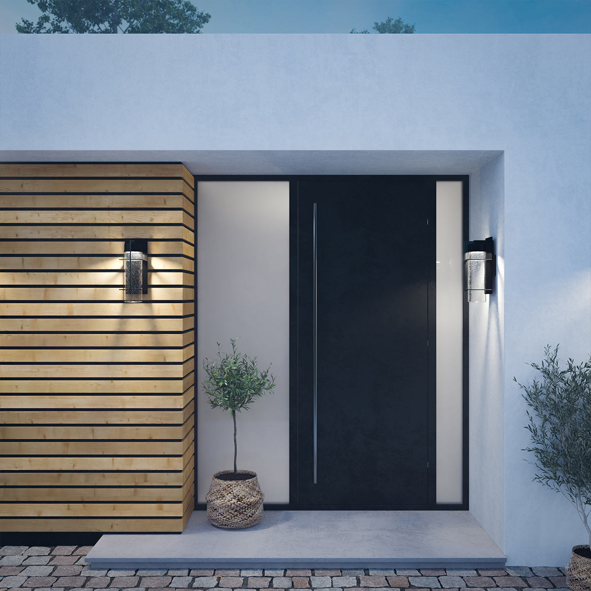 Eames 40cm Schwarz außenlampe Von Elstead Lighting - Eames &auml;r en modern och stilren fasadlampa med en industriell touch.