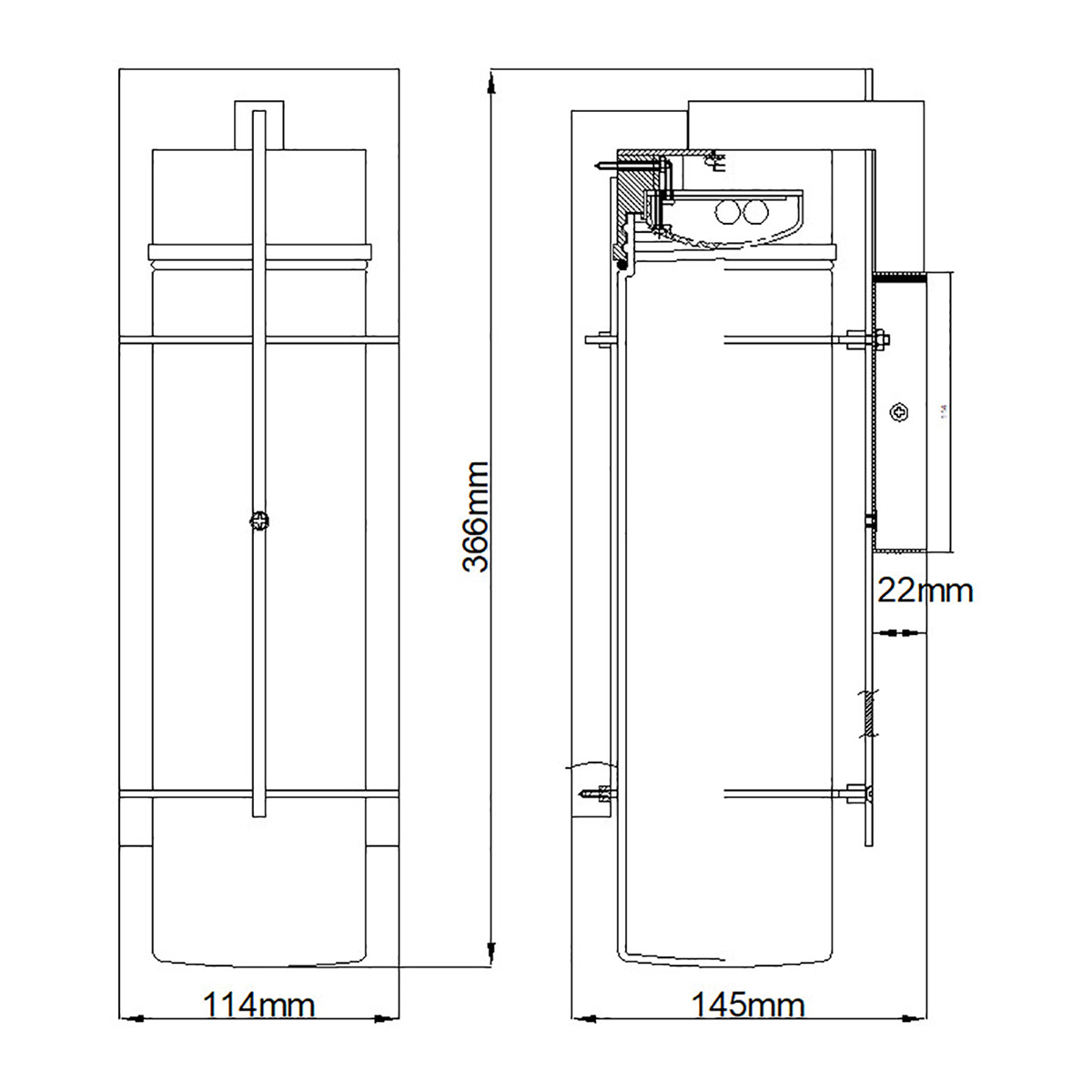 Eames 36cm Schwarz außenlampe Von Elstead Lighting - Eames &auml;r en modern och stilren fasadlampa med en industriell touch.