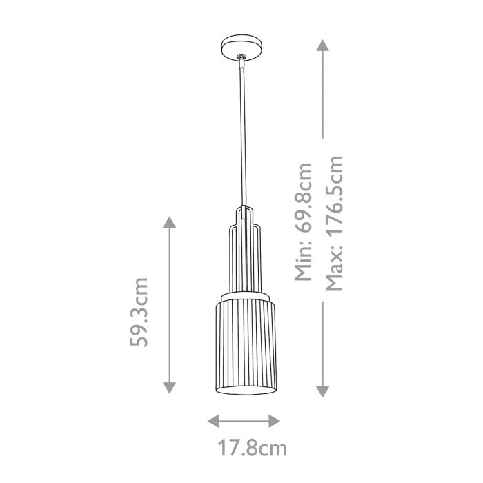 Kimrose Ø18 Gebürstetes Messing hängelampe Von Elstead Lighting - Der zylindrische Glasschirm ist klar und mit vertikalen Rillen versehen, wodurch ein einzigartiger und subtiler Lichteffekt entsteht.