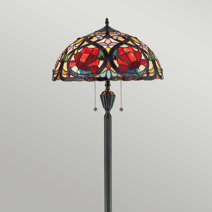 Larissa Mehrfarbig Von Elstead Lighting - Es ist in satten Juwelent&ouml;nen und sanften Pastellt&ouml;nen gestaltet und in einem klassischen Jugendstilmuster angeordnet.