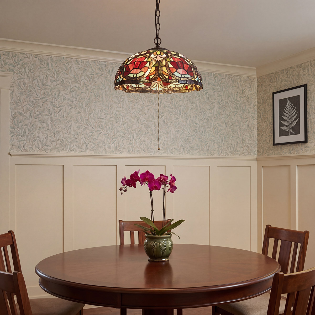 Larissa Ø38 Mehrfarbig Von Elstead Lighting - Beim Einschalten der Lampe kommen die wundersch&ouml;nen Farben des Glases besonders gut zur Geltung und erzeugen ein warmes und stimmungsvolles Licht im Raum.
