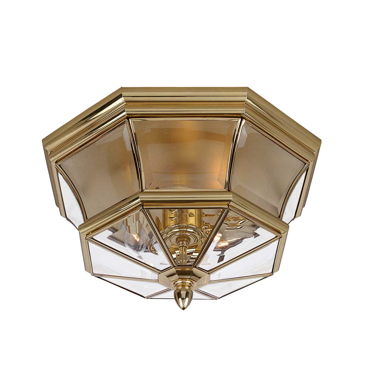 Newbury Poliertes Messing Von Elstead Lighting - Mit seinem facettierten Klarglas und dem hochwertigen Messing schafft es eine edle und einladende Atmosphäre.