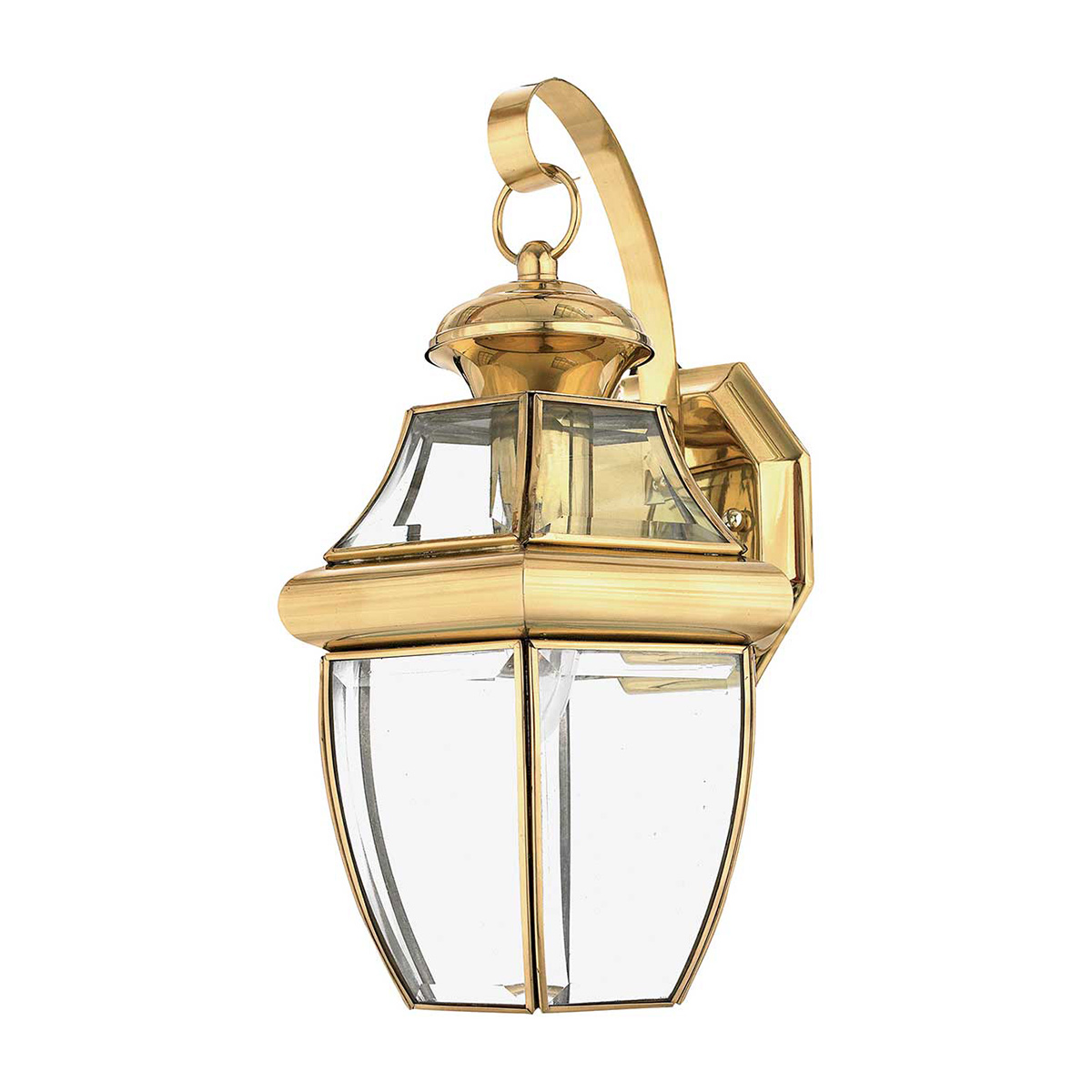 Newbury Poliertes Messing außenlampe Von Elstead Lighting - Das klassische Design mit facettiertem Klarglas und hochwertigem Messing schafft eine anspruchsvolle Atmosphäre, die zu den meisten Architekturstilen passt.