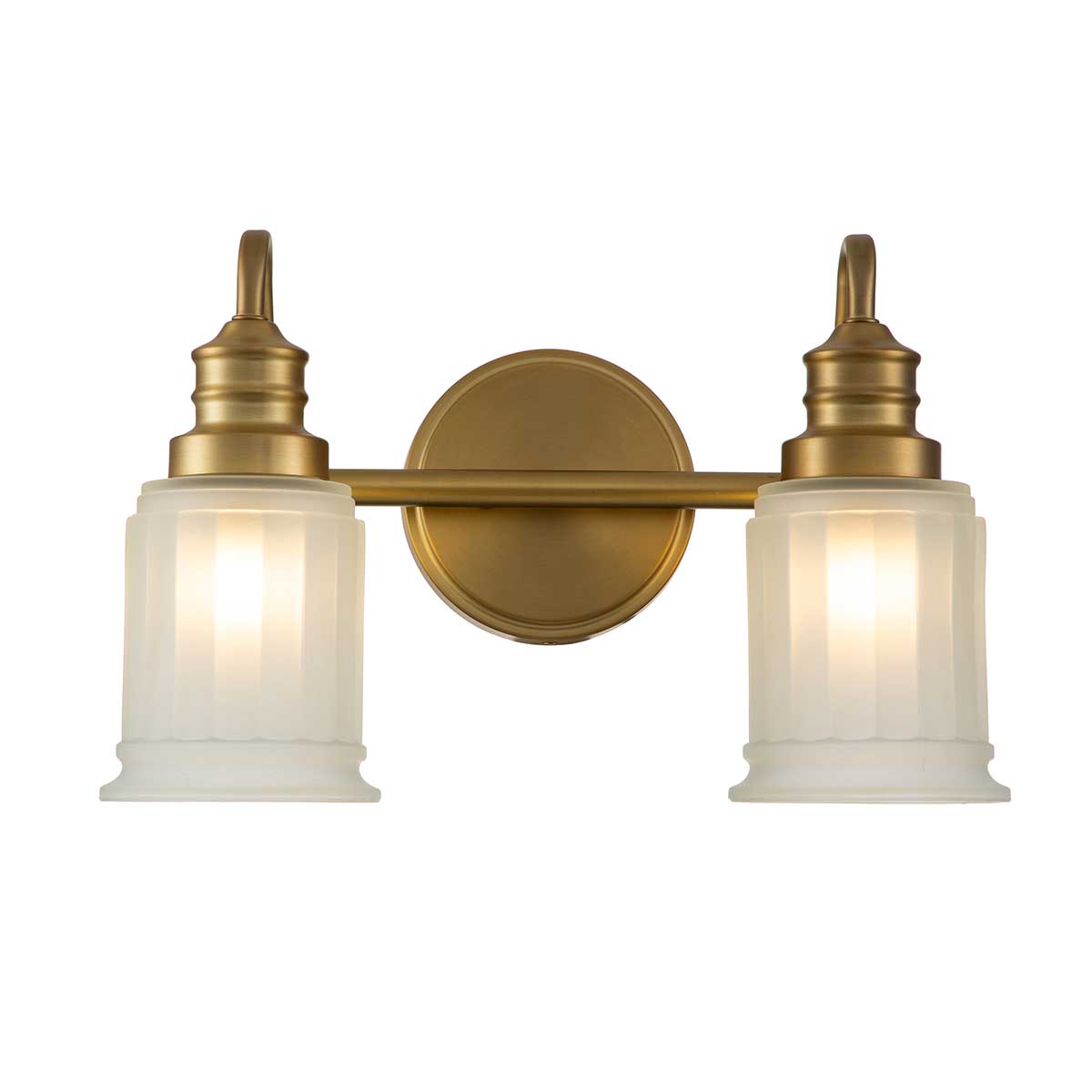 Swell 36cm Gebürstetes Messing badezimmerlampe Von Elstead Lighting - Die Swell-Wandleuchte aus geb&uuml;rstetem Messing ist ein stilvoller amerikanischer Klassiker aus Stahl mit Milchglas.