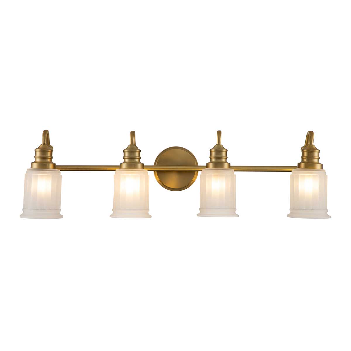 Swell 82cm Gebürstetes Messing badezimmerlampe Von Elstead Lighting - Die Swell-Wandleuchte aus gebürstetem Messing ist ein stilvoller amerikanischer Klassiker aus Stahl mit Milchglas.