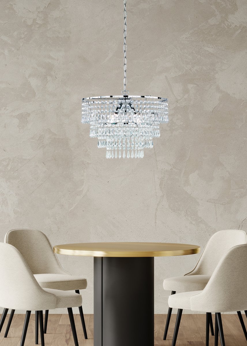 Orient Ø42 Chrom hängelampe Von Trio Lighting - Mit einem Durchmesser von 43 cm und einem stilvollen Design hinterl&auml;sst es &uuml;berall, wo es h&auml;ngt, einen bleibenden Eindruck.