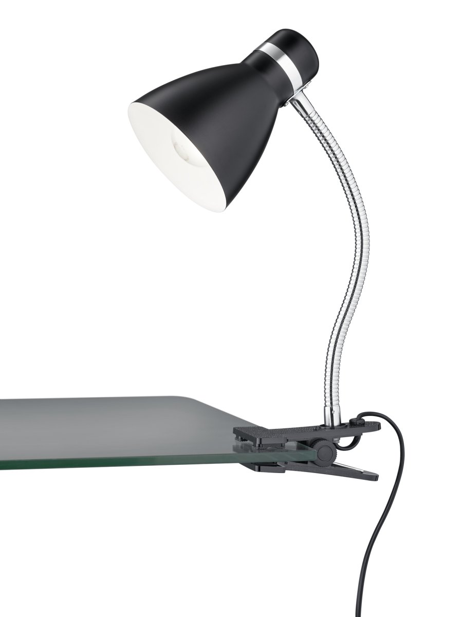 Harvey Schwarz klemmlampe Von Trio Lighting - Die mattschwarze Leuchte lässt sich problemlos mit unterschiedlichen Einrichtungs- und Farbkonzepten kombinieren und fügt sich harmonisch in Ihr Interieur ein.