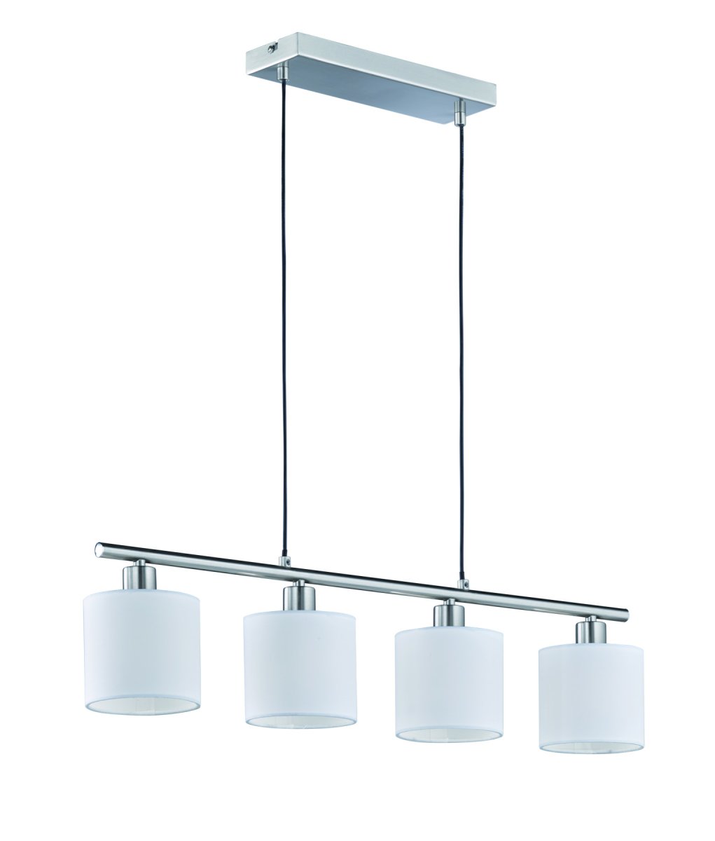 Tommy 75cm Weiß hängelampe Von Trio Lighting - Mit ihren vier Lichtquellen und der einstellbaren Pendell&auml;nge von bis zu 150 cm eignet sich die Lampe ideal f&uuml;r eine zentrierte Beleuchtung und die Schaffung einer einladenden Atmosph&auml;re.