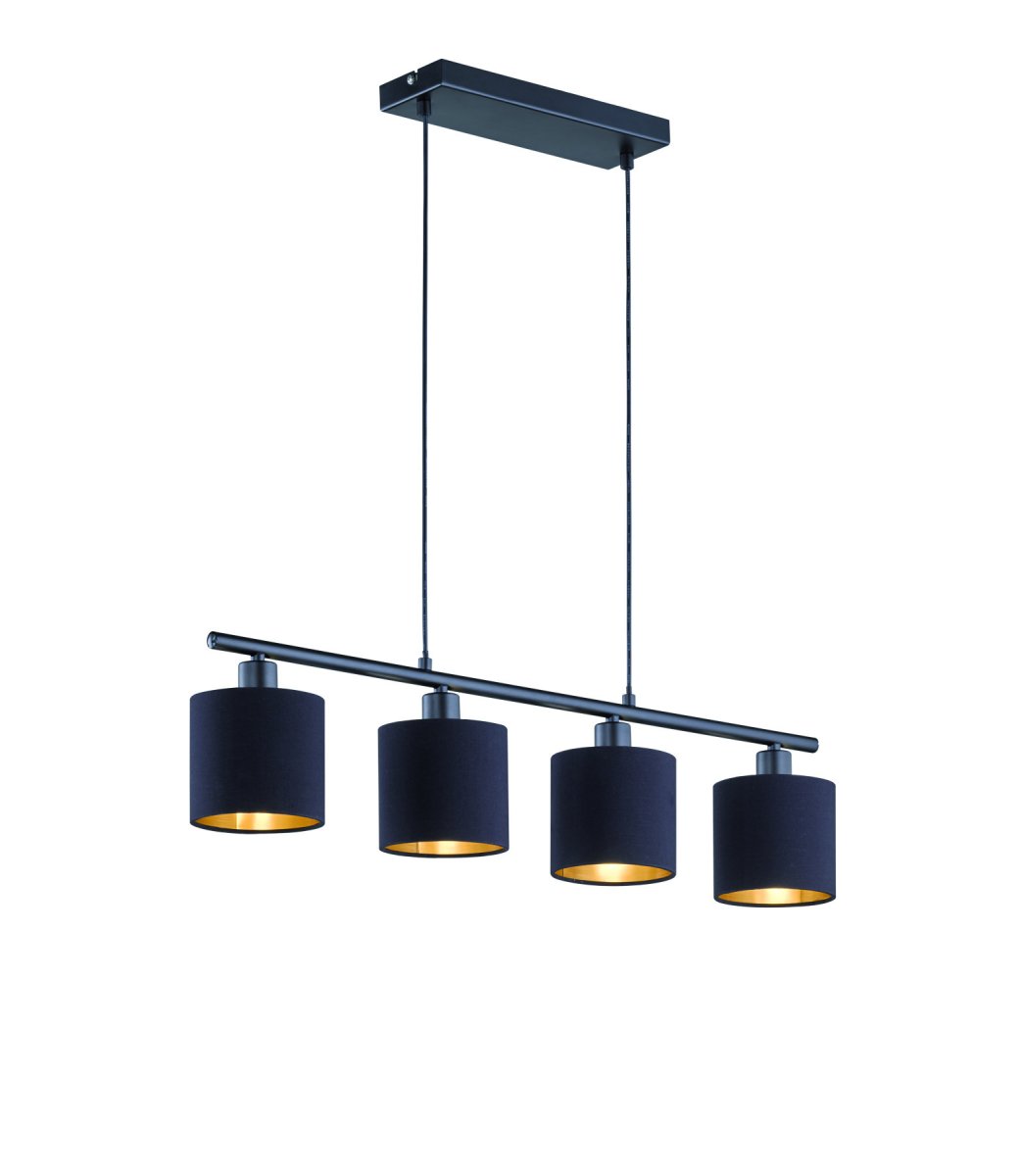 Tommy 75cm Schwarz hängelampe Von Trio Lighting - Mit ihren vier Lichtquellen und der einstellbaren Pendellänge von bis zu 150 cm eignet sich die Lampe ideal für eine zentrierte Beleuchtung und die Schaffung einer einladenden Atmosphäre.