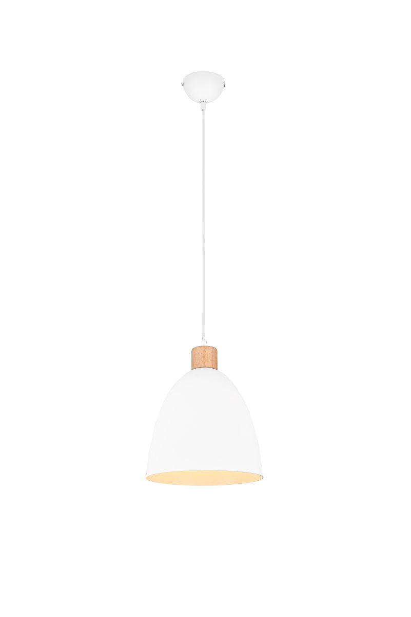 Jagger Ø25 Weiß hängelampe Von Trio Lighting - Die Pendelleuchte Jagger vereint Holz und Metall in einem eleganten Materialmix, der ins Auge fällt und einen spannenden Kontrast erzeugt.