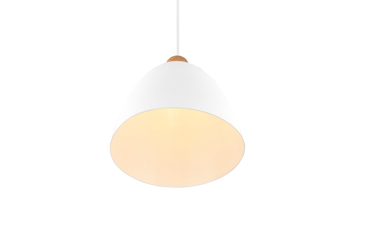 Jagger Ø25 Weiß hängelampe Von Trio Lighting - Die Pendelleuchte Jagger vereint Holz und Metall in einem eleganten Materialmix, der ins Auge fällt und einen spannenden Kontrast erzeugt.