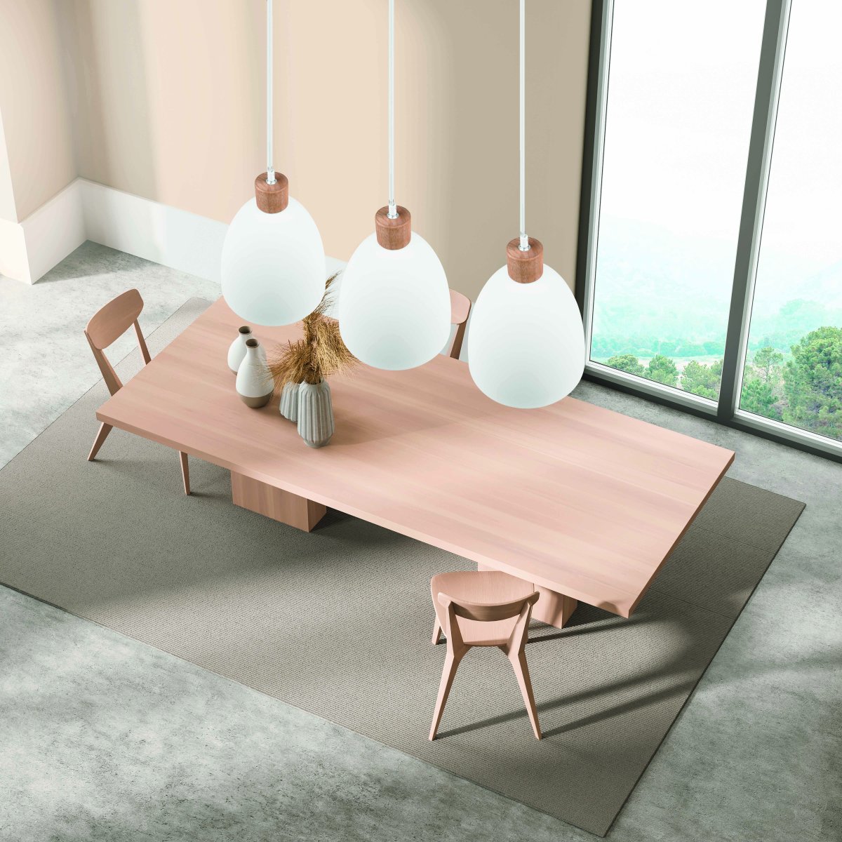 Jagger Ø25 Weiß hängelampe Von Trio Lighting - Die Pendelleuchte Jagger vereint Holz und Metall in einem eleganten Materialmix, der ins Auge fällt und einen spannenden Kontrast erzeugt.