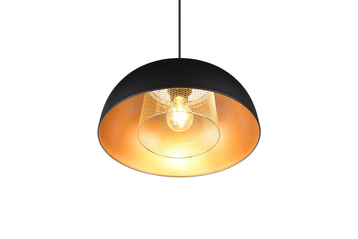 Punch Ø35 Schwarz hängelampe Von Trio Lighting - Die elegante Form der Lampe und die Farbkombination aus Mattschwarz und Gold verleihen ihr einen Hauch von Raffinesse.