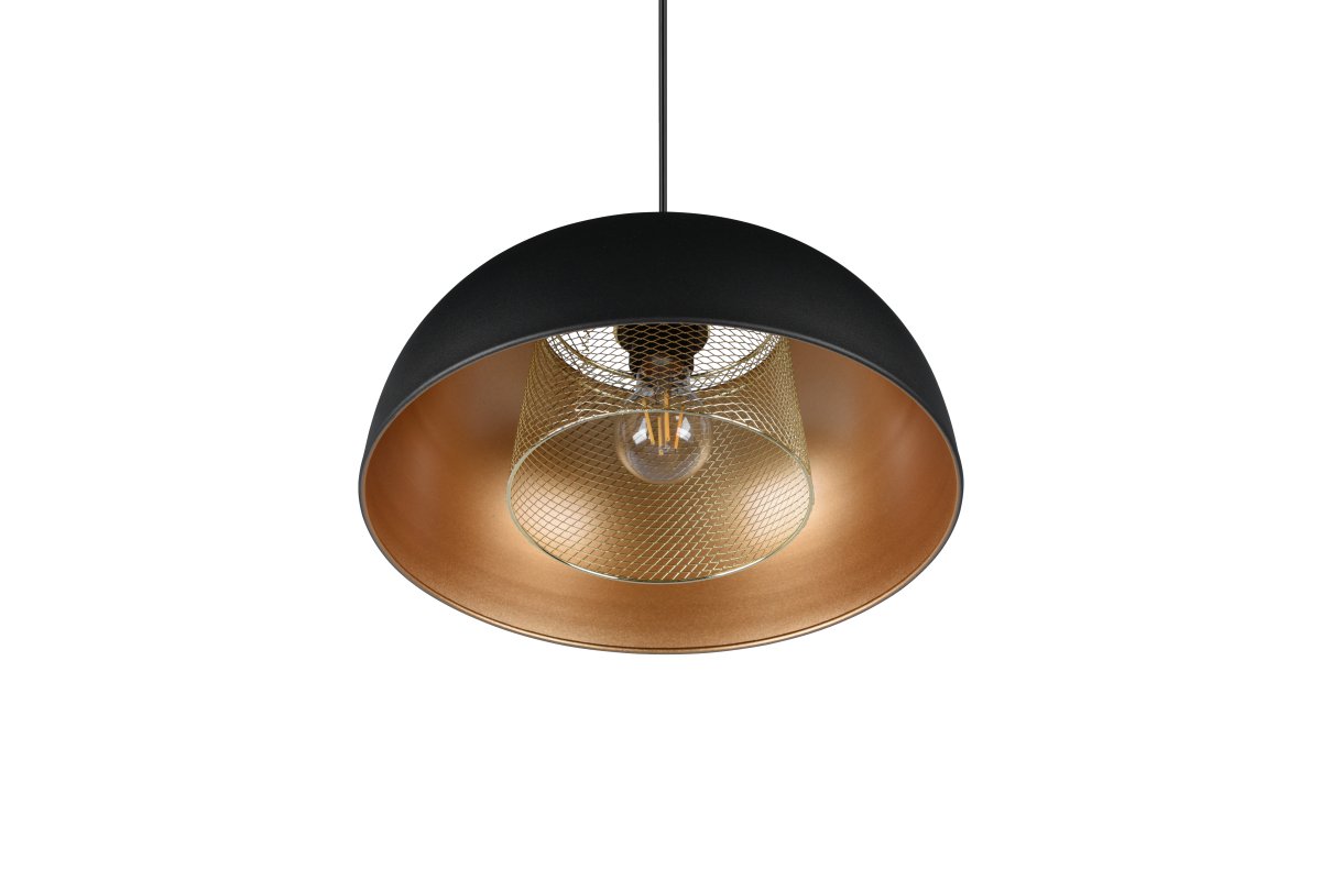 Punch Ø35 Schwarz hängelampe Von Trio Lighting - Die elegante Form der Lampe und die Farbkombination aus Mattschwarz und Gold verleihen ihr einen Hauch von Raffinesse.
