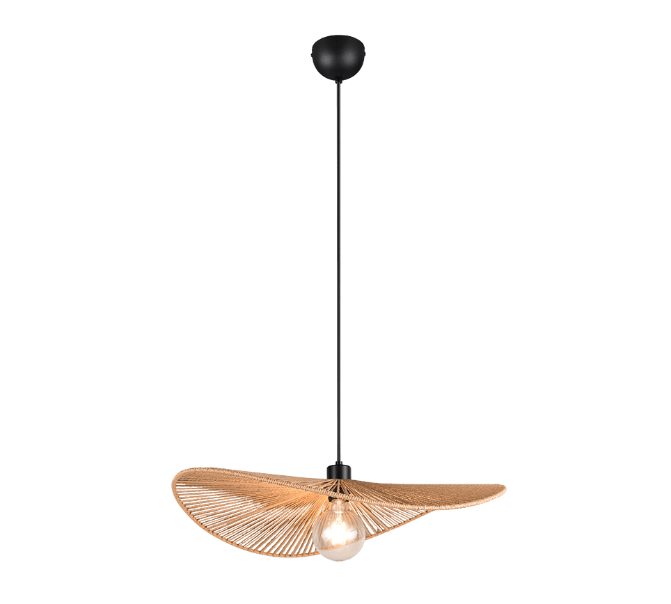 Laurine Ø58 Natur hängelampe Von Trio Lighting - Der Papierschirm sorgt bei eingeschalteter Lampe f&uuml;r eine sch&ouml;ne Lichtverteilung im Raum.