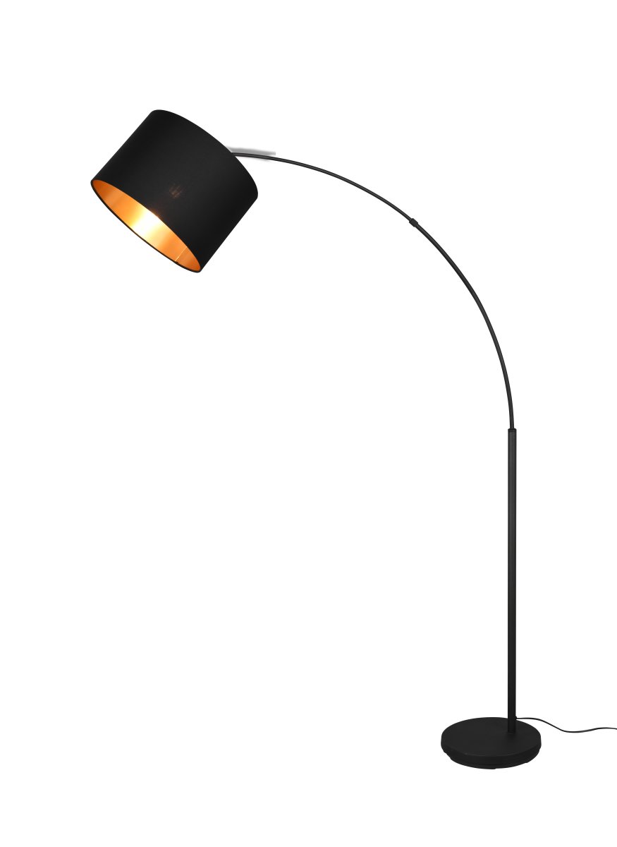 Bolivia Schwarz stehlampe Von Trio Lighting - Die moderne und elegante Leuchte wird mit ihrem Textilschirm zum Highlight neben dem Sofa und sorgt gleichzeitig für eine perfekte und stimmungsvolle Beleuchtung.