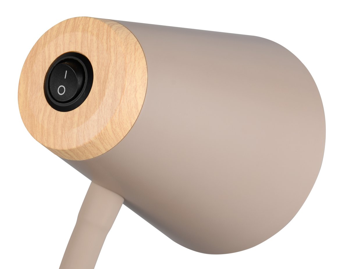 Pongo Beige stehlampe Von Trio Lighting - Ihre schlanke Form und der abgewinkelte Lampenkopf machen Pongo vielseitig und f&uuml;gen sich harmonisch in jedes Zuhause und jeden Einrichtungsstil ein.