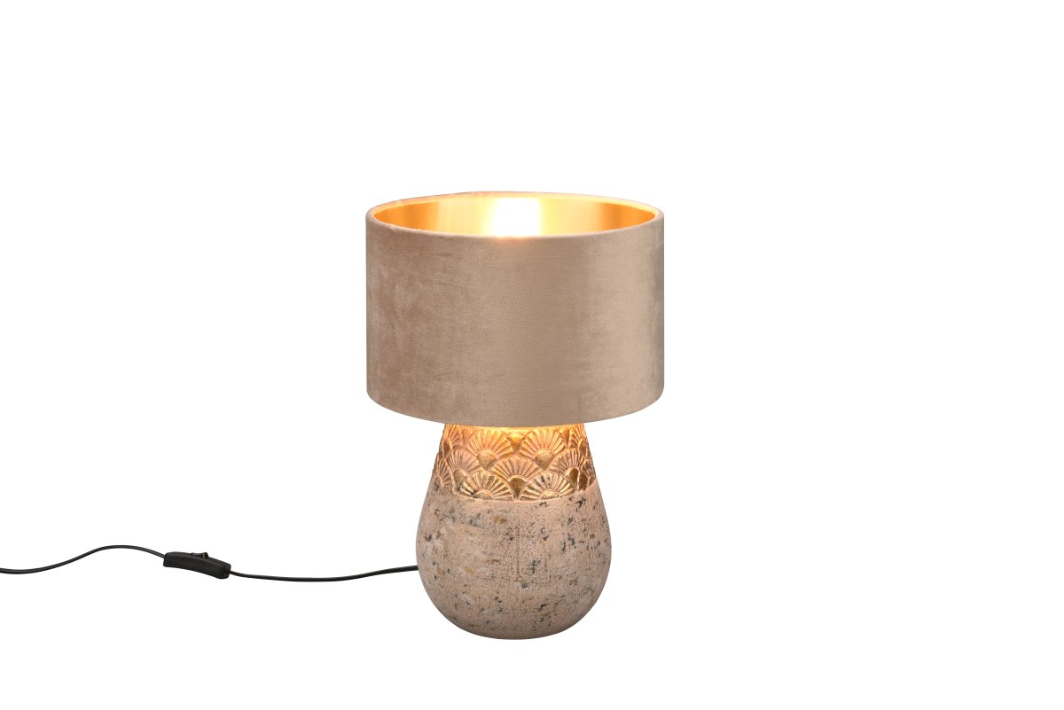 Kiran 38cm Grau tischlampe Von Trio Lighting - Die Tischleuchte KIRAN kombiniert Samt und Keramik in einem modernen und auffälligen Design, das garantiert Aufmerksamkeit erregt.