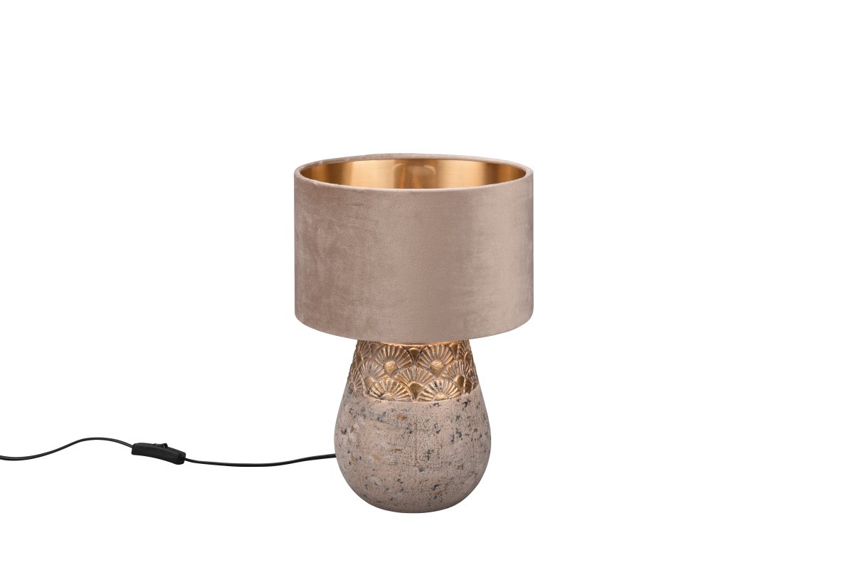 Kiran 38cm Grau tischlampe Von Trio Lighting - Die Tischleuchte KIRAN kombiniert Samt und Keramik in einem modernen und auffälligen Design, das garantiert Aufmerksamkeit erregt.