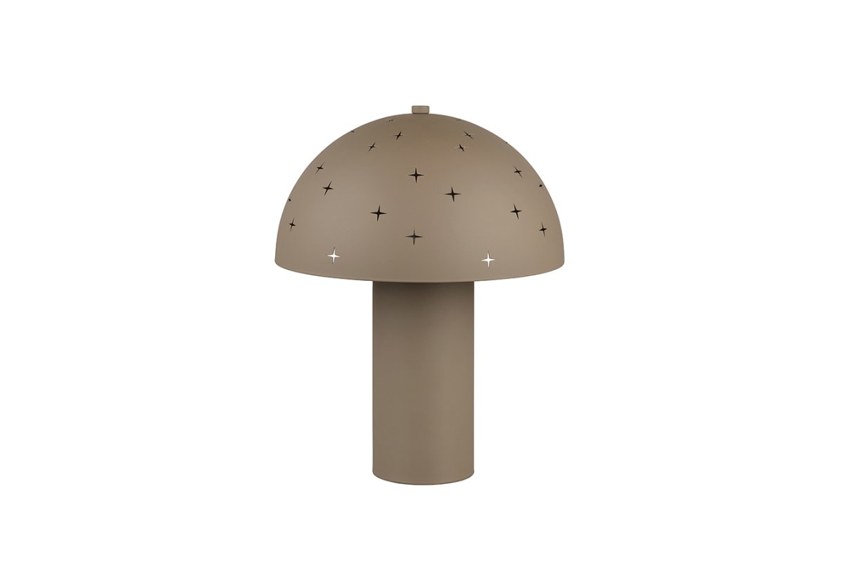 Seta 32cm Greige tischlampe Von Trio Lighting - Die Schnitzereien in den Metallschirmen stellen funkelnde Sterne dar und schaffen eine besondere und gem&uuml;tliche Atmosph&auml;re.