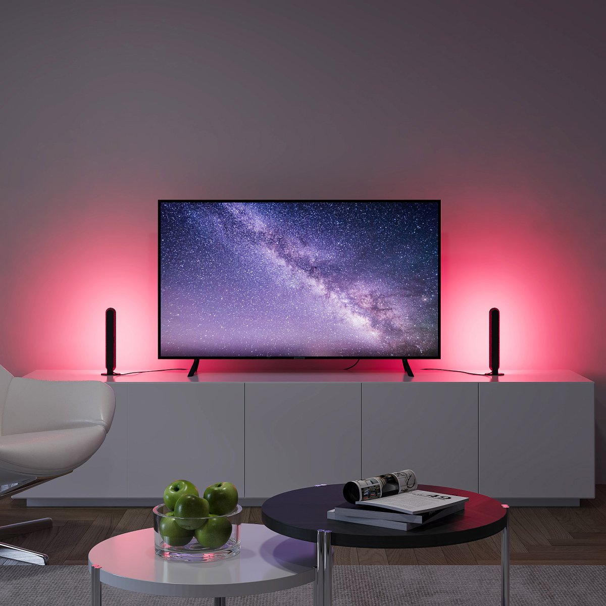 Game 28cm Schwarz tischlampe Von Trio Lighting - Umgebungsgeräusche, die die Lichteffekte mit Musik, Filmen und Spielen synchronisieren und so für ein noch intensiveres Erlebnis sorgen.