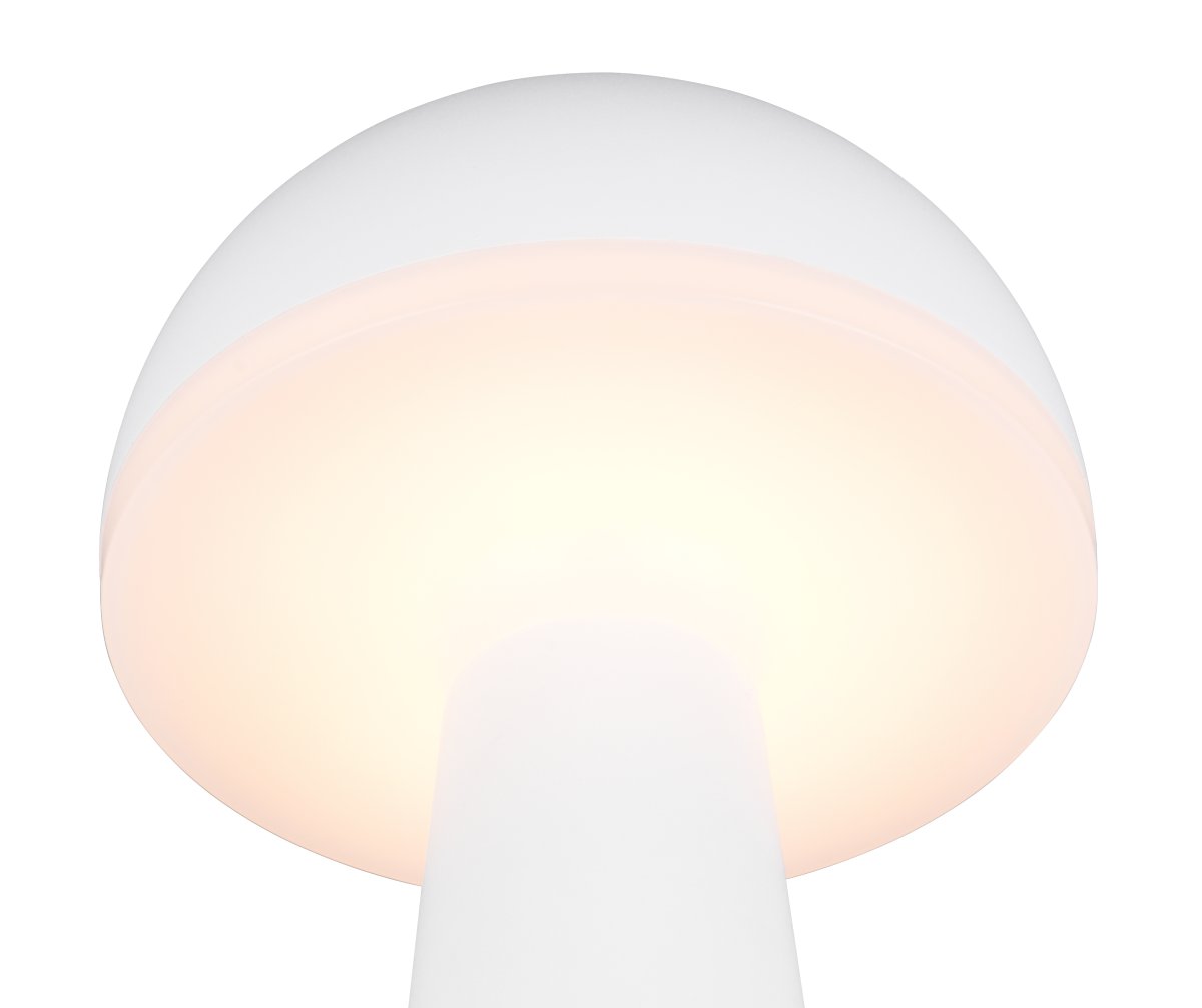 Fungo 30cm Weiß tragbare Von Trio Lighting - Mit Touch-Funktion zur Dimmbarkeit und einstellbaren Lichtfarbe sowie separater Ladestation ist sie eine flexible Lichtquelle für drinnen und draußen.