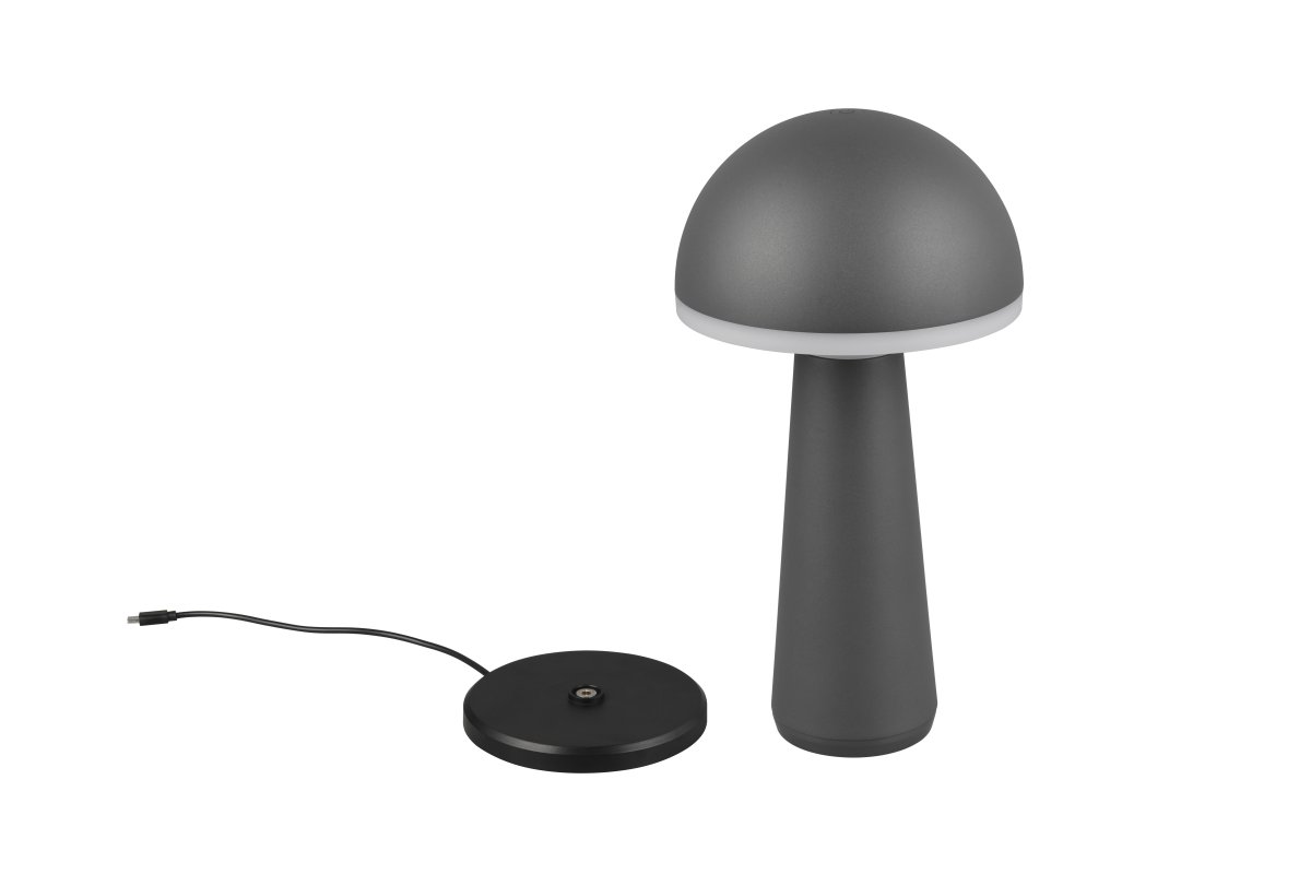 Fungo 30cm Anthrazit tragbare Von Trio Lighting - Mit Touch-Funktion zur Dimmbarkeit und einstellbaren Lichtfarbe sowie separater Ladestation ist sie eine flexible Lichtquelle für drinnen und draußen.