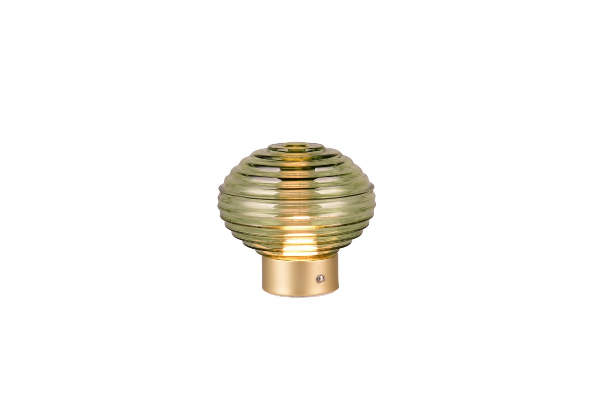 Earl 14cm Grün tragbare Von Trio Lighting - Am Lampenfuß befindet sich ein Touch-Dimmer, mit dem Sie die Helligkeit bequem in drei Stufen anpassen können.