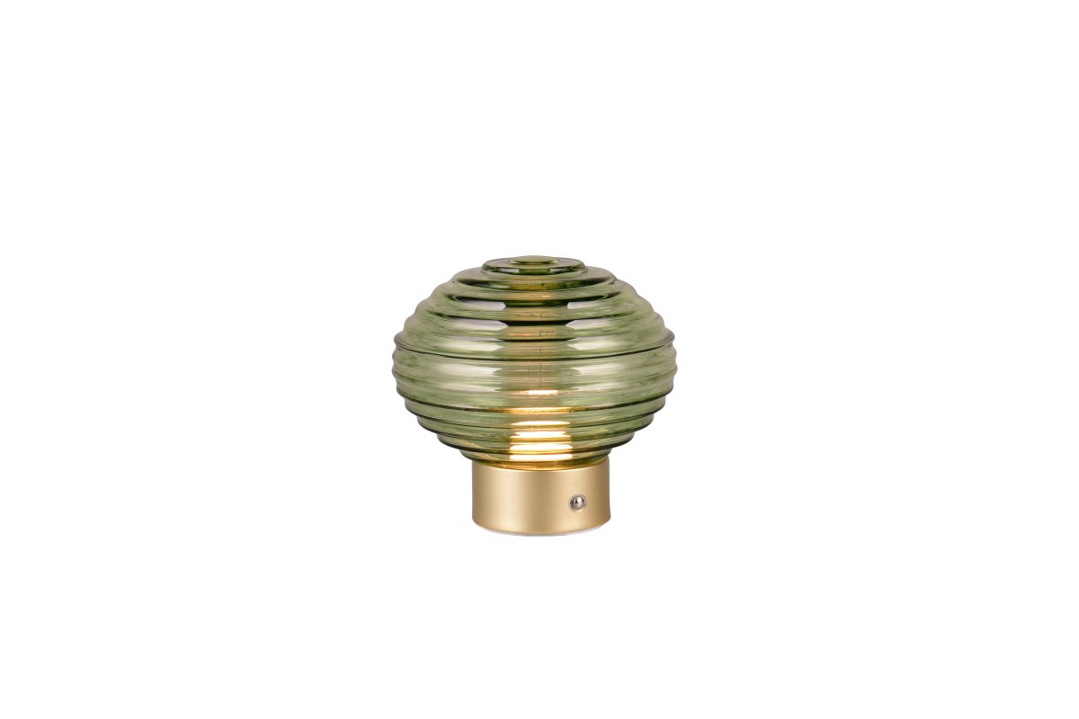 Earl 14cm Grün tragbare Von Trio Lighting - Am Lampenfuß befindet sich ein Touch-Dimmer, mit dem Sie die Helligkeit bequem in drei Stufen anpassen können.