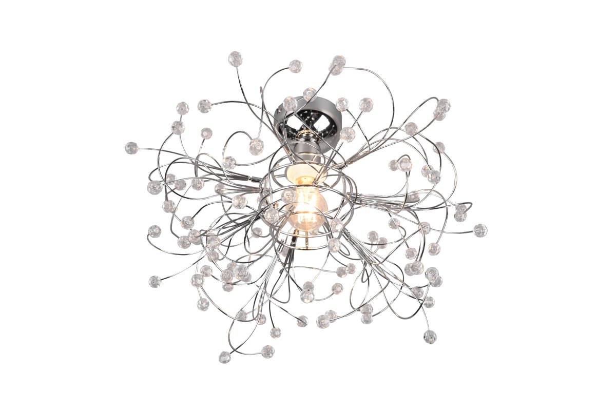 Gloria Ø52 Chrom deckenleuchte Von Trio Lighting - Die elegante Kombination aus Chrom und schimmernden Details verleiht jedem Interieur eine edle Note und macht diese Lampe zu einem stilvollen Highlight in Ihrem Zuhause.