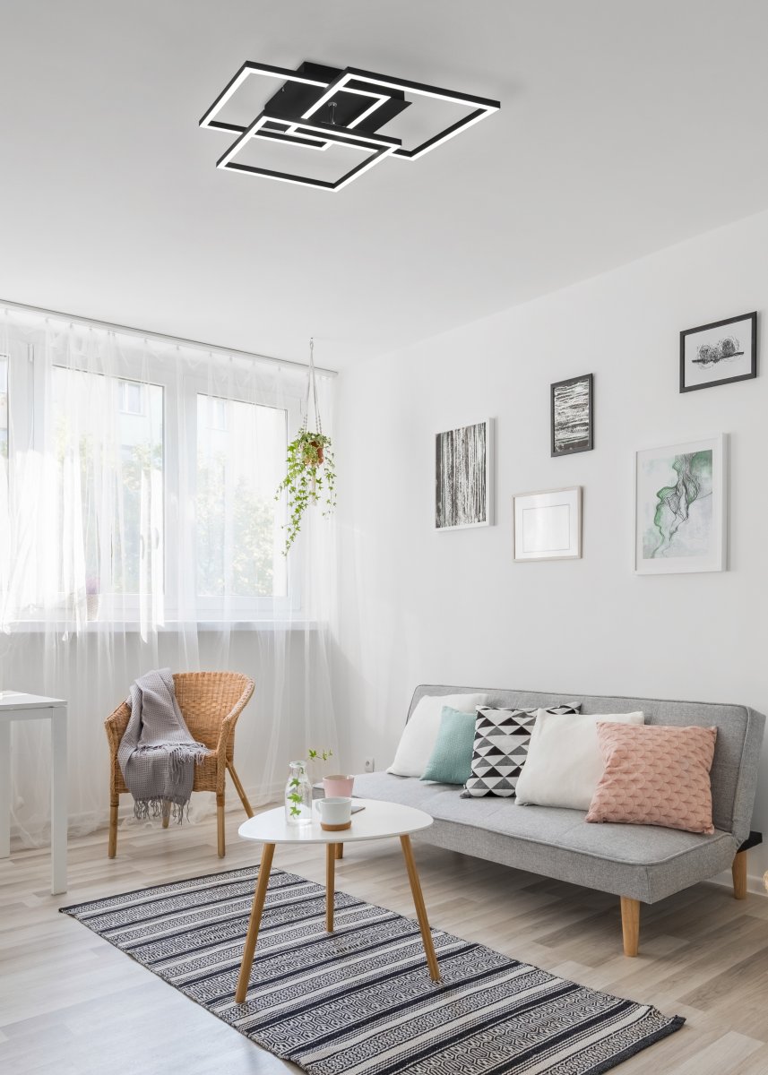 Mobile 42cm Schwarz deckenleuchte Von Trio Lighting - Mobile ist ein Lichtobjekt in geometrischen Formen, das ein stilvolles Statement an der Wand setzt.
