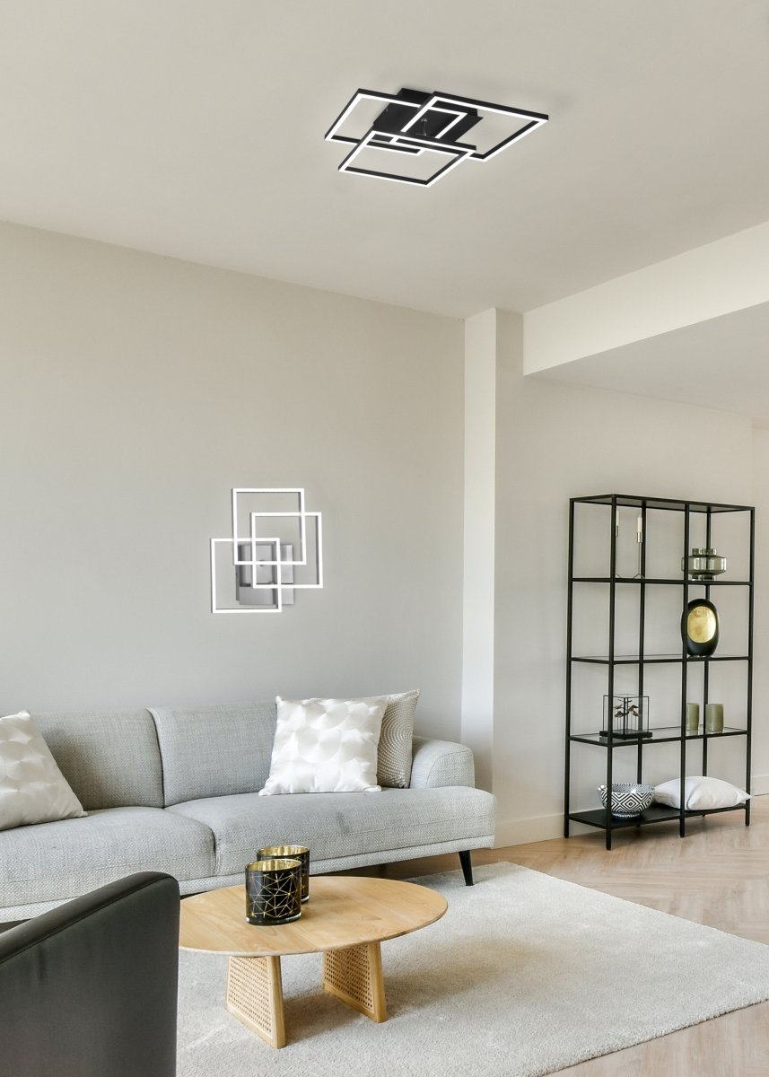 Mobile 42cm Schwarz deckenleuchte Von Trio Lighting - Mobile ist ein Lichtobjekt in geometrischen Formen, das ein stilvolles Statement an der Wand setzt.