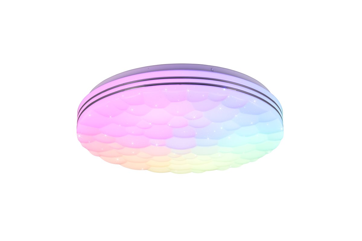 Tiger Ø38 Weiß kinderlampe Von Trio Lighting - Lichtfarbe und Helligkeit lassen sich stufenlos und individuell mit der mitgelieferten Fernbedienung einstellen.