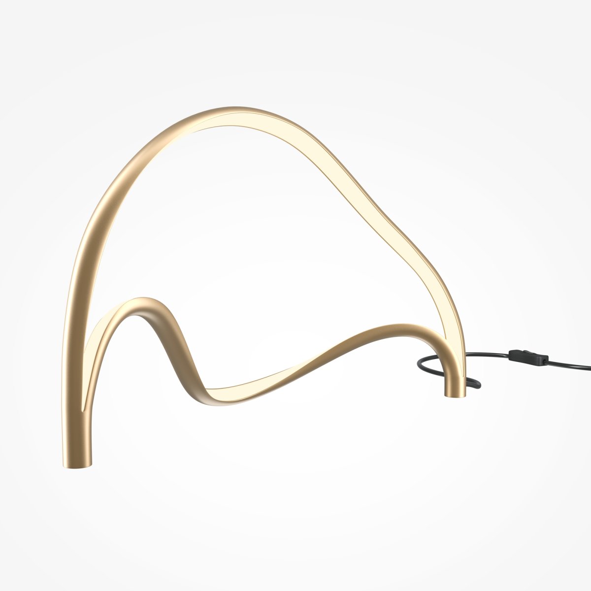 Plons 25cm Messing tischlampe Von Maytoni - Der Diffusor auf Silikonbasis der Lampe streut das Licht sanft und ihre geschwungene und skulpturale Form schafft eine harmonische Atmosphäre und dient als auffälliges Einrichtungsdetail.